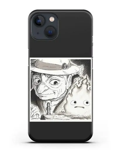 Чехол аниме Ходячий замок - Софи и Кальцифер силиконовый для iPhone 13