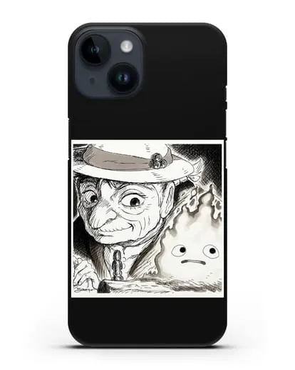 Чехол аниме Ходячий замок - Софи и Кальцифер силиконовый для iPhone 14