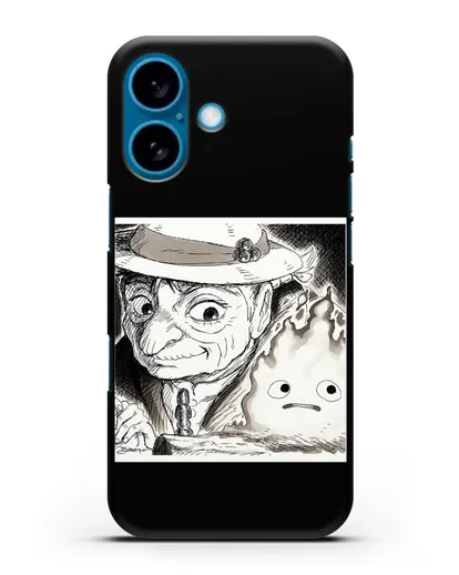 Чехол аниме Ходячий замок - Софи и Кальцифер силиконовый для iPhone 16