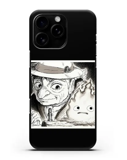 Чехол аниме Ходячий замок - Софи и Кальцифер силиконовый для iPhone 16 Pro Max