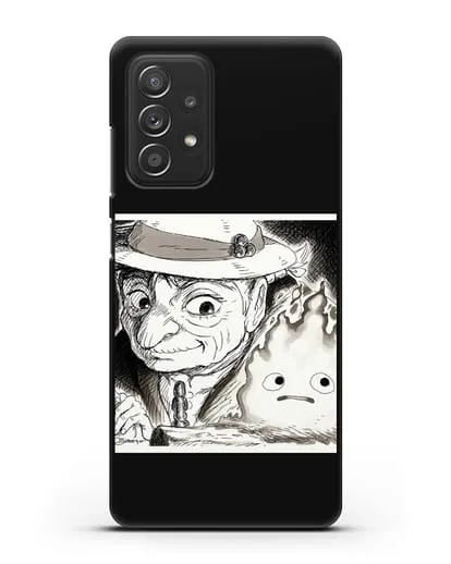 Чехол аниме Ходячий замок - Софи и Кальцифер силиконовый для Samsung Galaxy A53