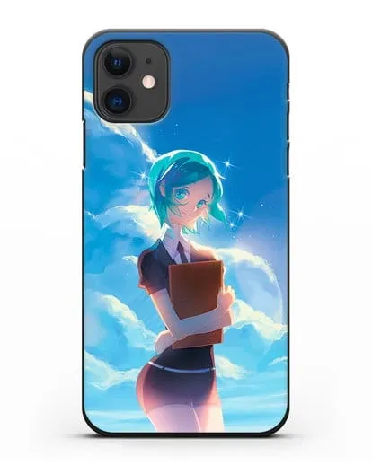 Чехол аниме Страна самоцветов - Фосс на фоне облаков силиконовый для iPhone 11