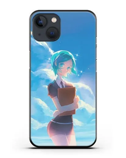 Чехол аниме Страна самоцветов - Фосс на фоне облаков силиконовый для iPhone 13 Mini