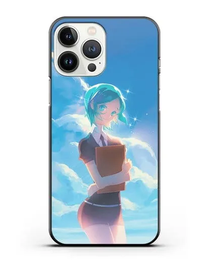 Чехол аниме Страна самоцветов - Фосс на фоне облаков силиконовый для iPhone 13 Pro Max