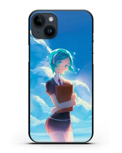 Чехол аниме Страна самоцветов - Фосс на фоне облаков силиконовый для iPhone 14 Plus