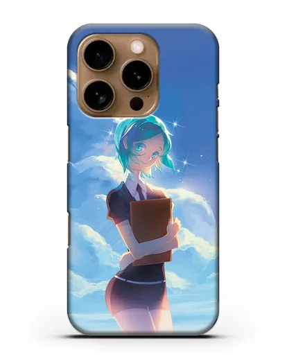 Чехол аниме Страна самоцветов - Фосс на фоне облаков силиконовый для iPhone 16 Pro