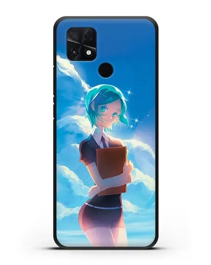 Чехол аниме Страна самоцветов - Фосс на фоне облаков силиконовый для Xiaomi Poco C40