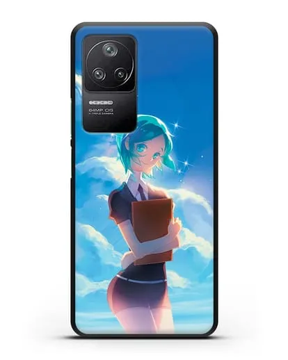 Чехол аниме Страна самоцветов - Фосс на фоне облаков силиконовый для Xiaomi Poco F4