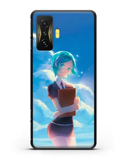 Чехол аниме Страна самоцветов - Фосс на фоне облаков силиконовый для Xiaomi Poco F4 GT