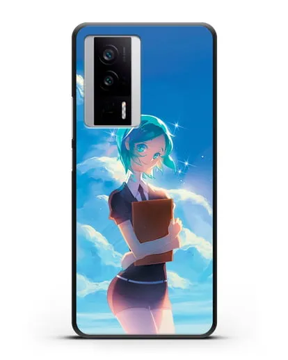 Чехол аниме Страна самоцветов - Фосс на фоне облаков силиконовый для Xiaomi Poco F5 Pro