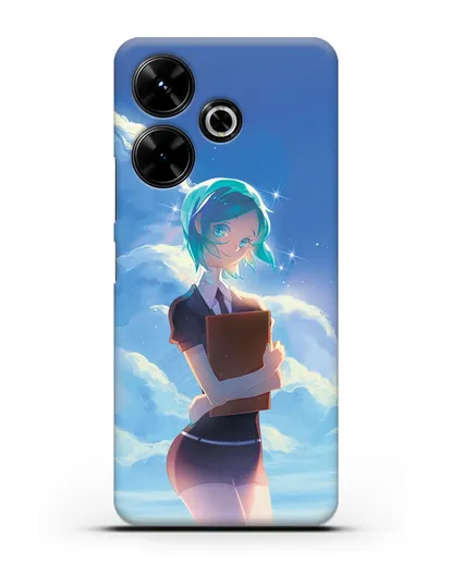 Чехол аниме Страна самоцветов - Фосс на фоне облаков силиконовый для Xiaomi Poco M6