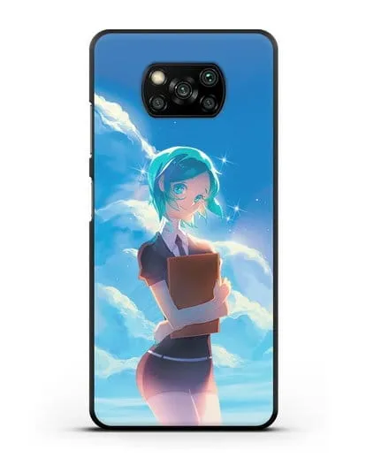 Чехол аниме Страна самоцветов - Фосс на фоне облаков силиконовый для Xiaomi Poco X3