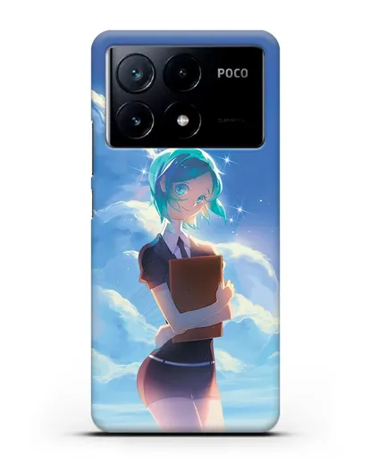 Чехол аниме Страна самоцветов - Фосс на фоне облаков силиконовый для Xiaomi Poco X6 Pro
