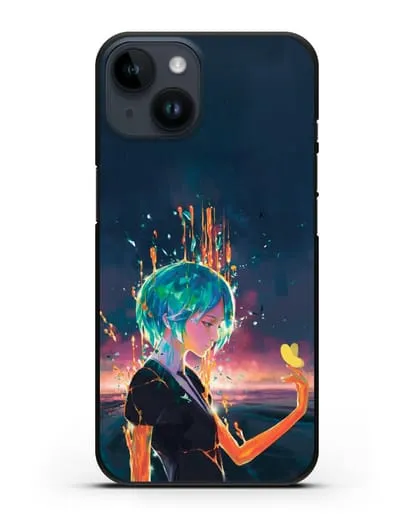 Чехол аниме Страна самоцветов - Фосс и бабочка силиконовый для iPhone 14