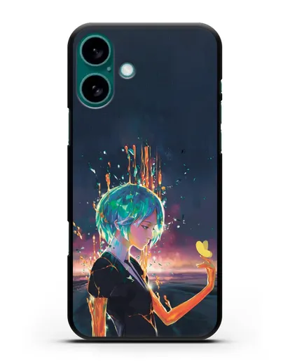 Чехол аниме Страна самоцветов - Фосс и бабочка силиконовый для iPhone 16 Plus