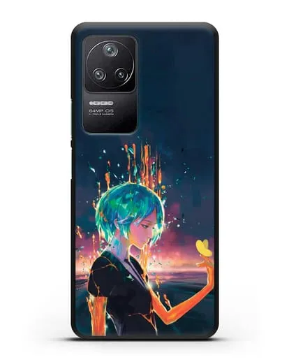 Чехол аниме Страна самоцветов - Фосс и бабочка силиконовый для Xiaomi Poco F4