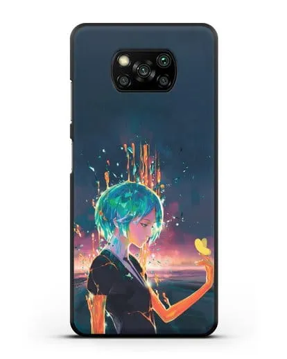 Чехол аниме Страна самоцветов - Фосс и бабочка силиконовый для Xiaomi Poco X3