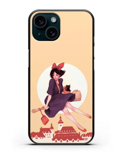 Чехол аниме Ведьмина служба доставки - Кики на метле силиконовый для iPhone 15