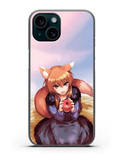 Чехол аниме Волчица и пряности - Волчица с яблоком силиконовый для iPhone 15