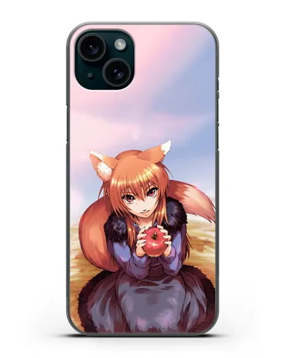 Чехол аниме Волчица и пряности - Волчица с яблоком силиконовый для iPhone 15 Plus