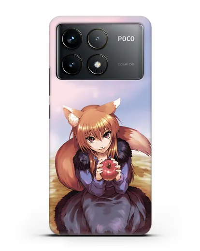 Чехол аниме Волчица и пряности - Волчица с яблоком силиконовый для Xiaomi Poco F6 Pro