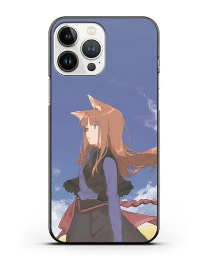 Чехол аниме Волчица и пряности - Холо в поле силиконовый для iPhone 13 Pro Max