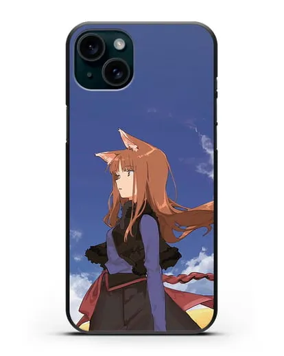 Чехол аниме Волчица и пряности - Холо в поле силиконовый для iPhone 15 Plus