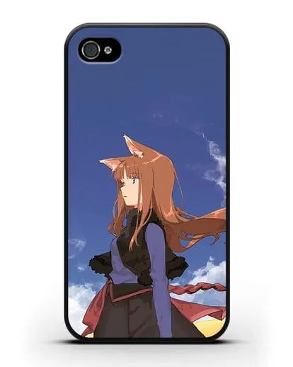 Чехол аниме Волчица и пряности - Холо в поле силиконовый для iPhone 4/4s