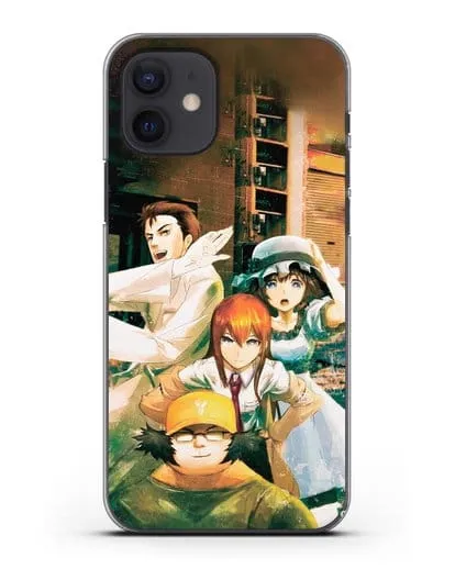 Чехол аниме Врата Штейна - Окабе, Шиина, Макисе и Хашида силиконовый для iPhone 12