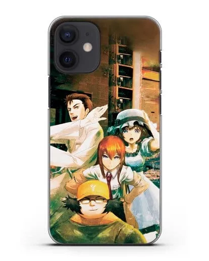 Чехол аниме Врата Штейна - Окабе, Шиина, Макисе и Хашида силиконовый для iPhone 12 mini