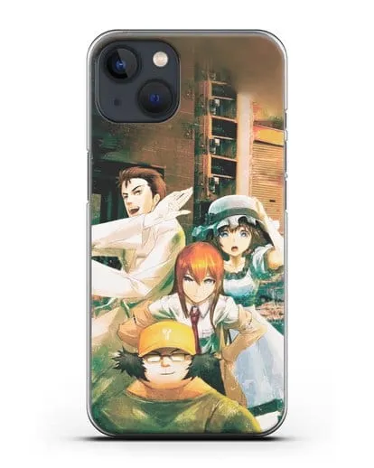 Чехол аниме Врата Штейна - Окабе, Шиина, Макисе и Хашида силиконовый для iPhone 13 Mini