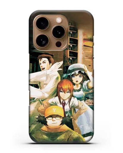 Чехол аниме Врата Штейна - Окабе, Шиина, Макисе и Хашида силиконовый для iPhone 16 Pro