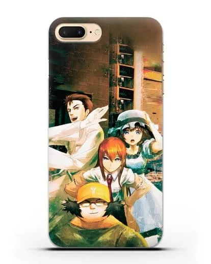 Чехол аниме Врата Штейна - Окабе, Шиина, Макисе и Хашида силиконовый для iPhone 8 Plus