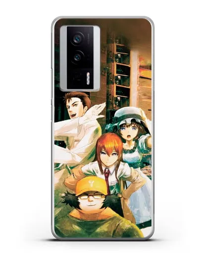 Чехол аниме Врата Штейна - Окабе, Шиина, Макисе и Хашида силиконовый для Xiaomi Poco F5 Pro