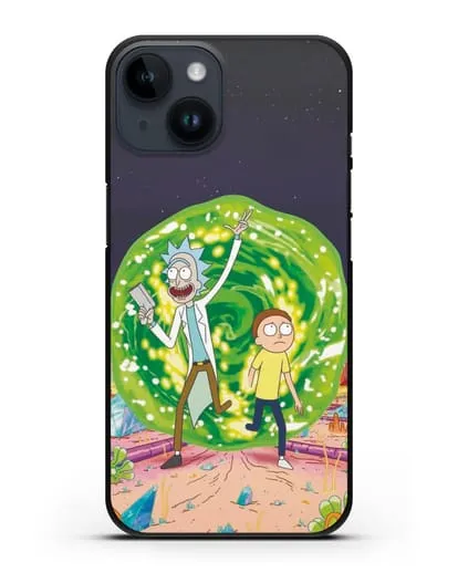 Чехол Рик и Морти в другом мире силиконовый для iPhone 14