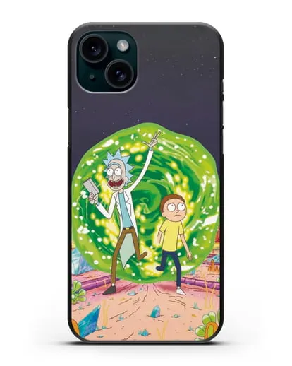 Чехол Рик и Морти в другом мире силиконовый для iPhone 15 Plus