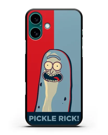 Чехол Поп-арт постер с огурчиком Риком силиконовый для iPhone 16 Plus