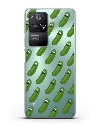 Чехол с рисунком Огурчик Рик силиконовый для Xiaomi Poco F4