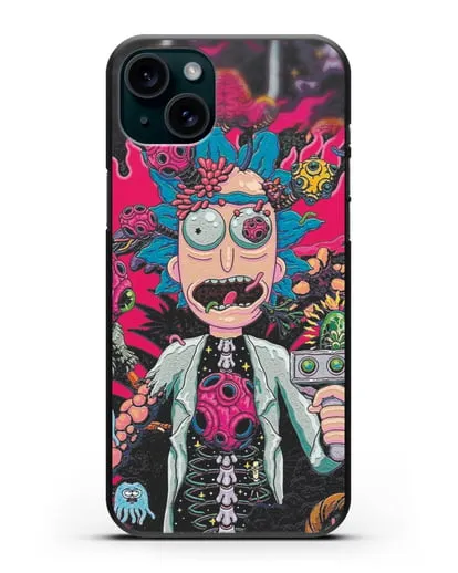 Чехол Космический Рик силиконовый для iPhone 15 Plus