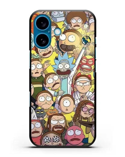 Чехол Множество версий Морти силиконовый для iPhone 16