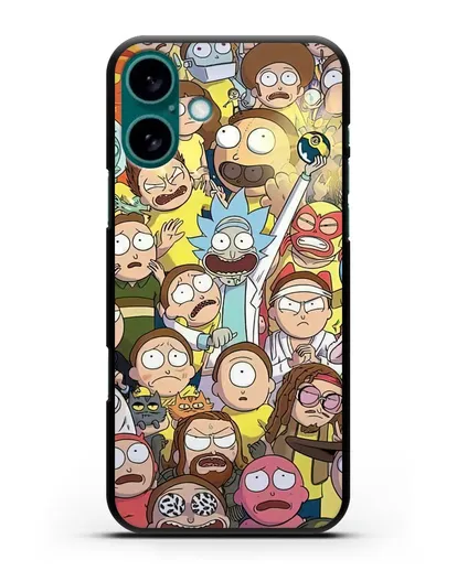 Чехол Множество версий Морти силиконовый для iPhone 16 Plus