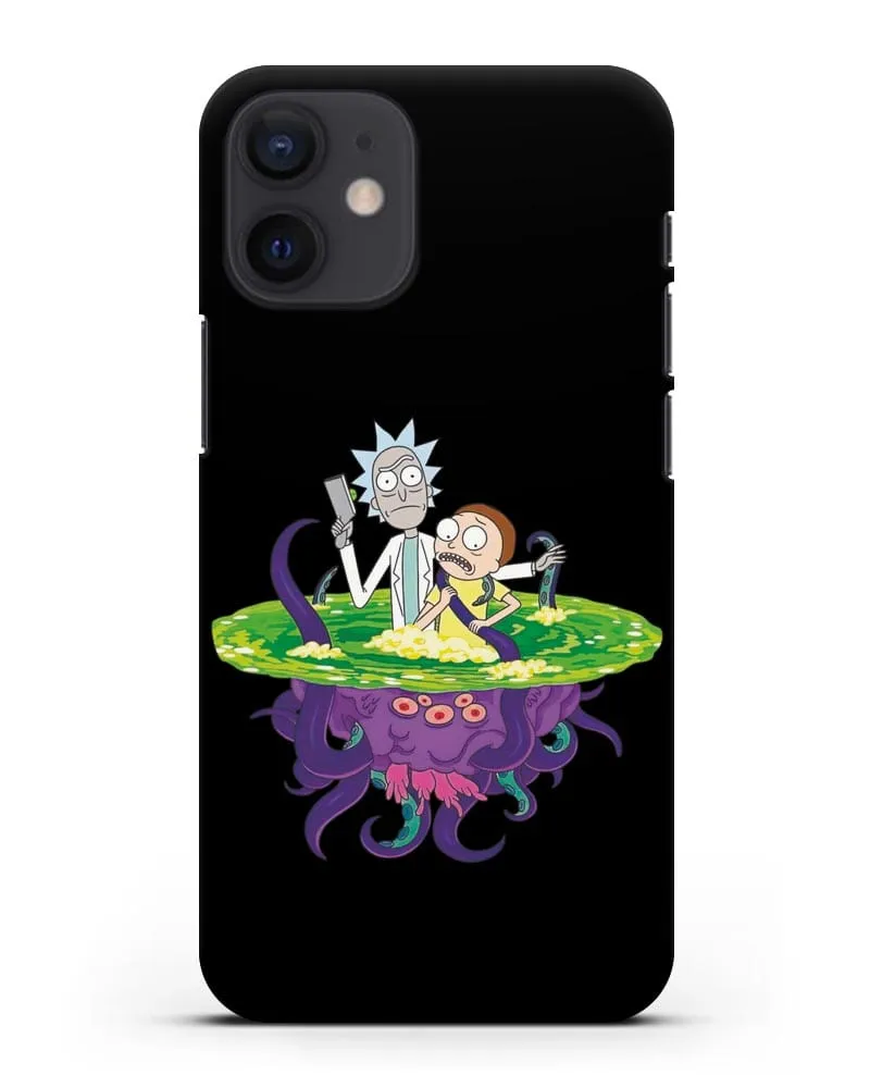 Чехол Рик и Морти с монстром силиконовый для iPhone 12 mini