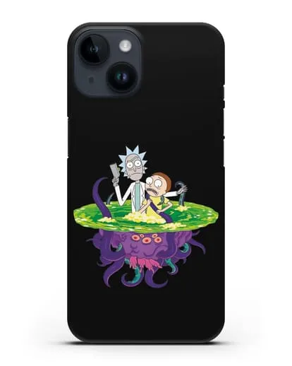 Чехол Рик и Морти с монстром силиконовый для iPhone 14