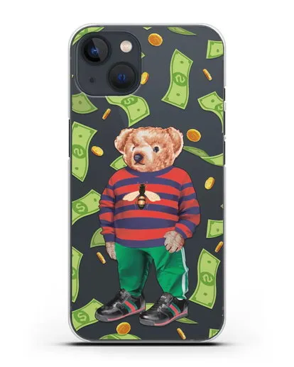 Чехол Медведь Тедди в Гуччи (Gucci) силиконовый для iPhone 13 Mini