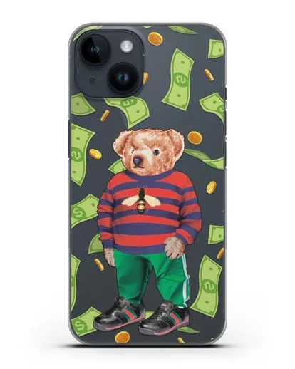 Чехол Медведь Тедди в Гуччи (Gucci) силиконовый для iPhone 14