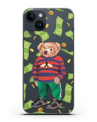 Чехол Медведь Тедди в Гуччи (Gucci) силиконовый для iPhone 14 Plus