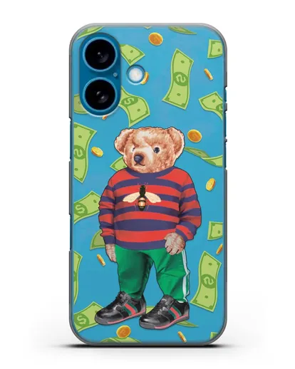 Чехол Медведь Тедди в Гуччи (Gucci) силиконовый для iPhone 16