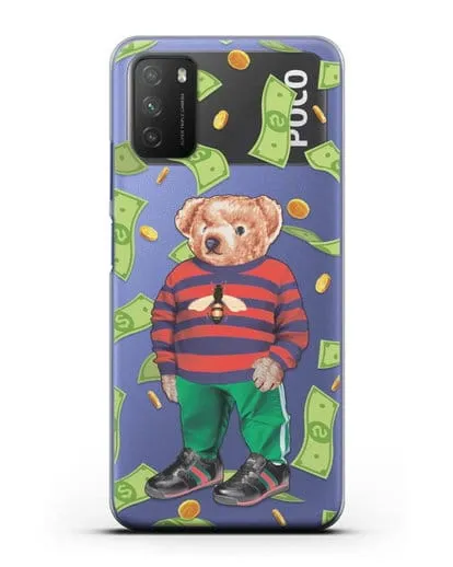Чехол Медведь Тедди в Гуччи (Gucci) силиконовый для Xiaomi Poco M3