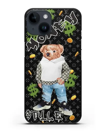 Чехол Медведь Тедди в Луи Витон (Louis Vuitton) силиконовый для iPhone 14
