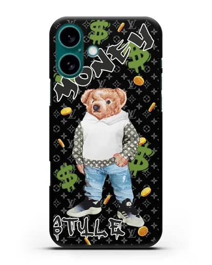 Чехол Медведь Тедди в Луи Витон (Louis Vuitton) силиконовый для iPhone 16 Plus